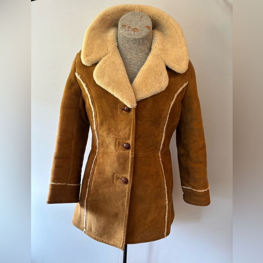 Vintage Eddie Bauer Tan Suede Real Shearling Jacket Sz 40, Wos 16. Nice!